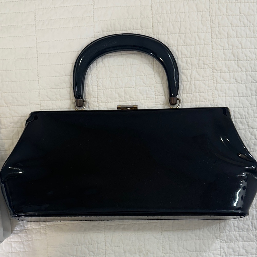 2pc Patent Mini Bag Set White & Black Y2K 90s Shoulder Clutch Bundle - Picture 2 of 10